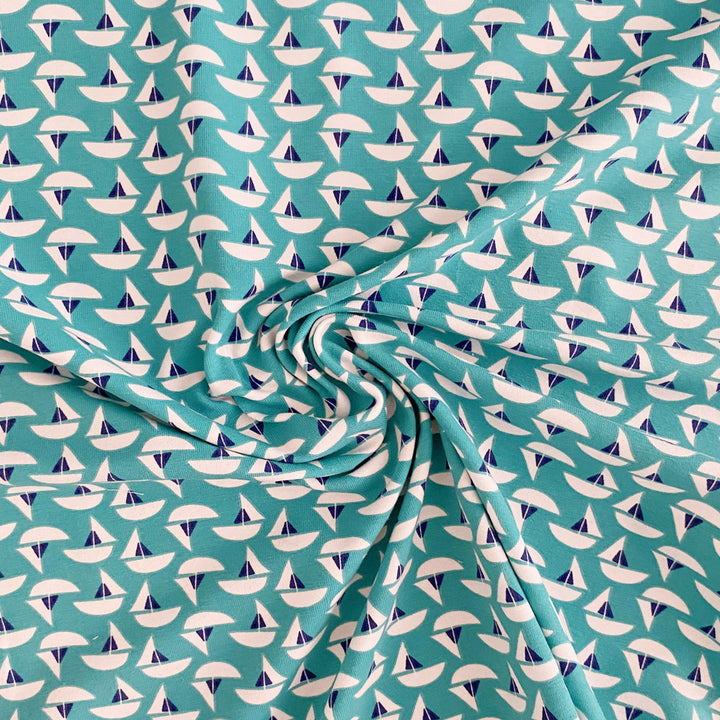 Jersey turquoise bateau blanc