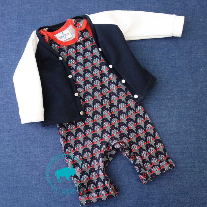 Patron ensemble bébé combinaison et veste