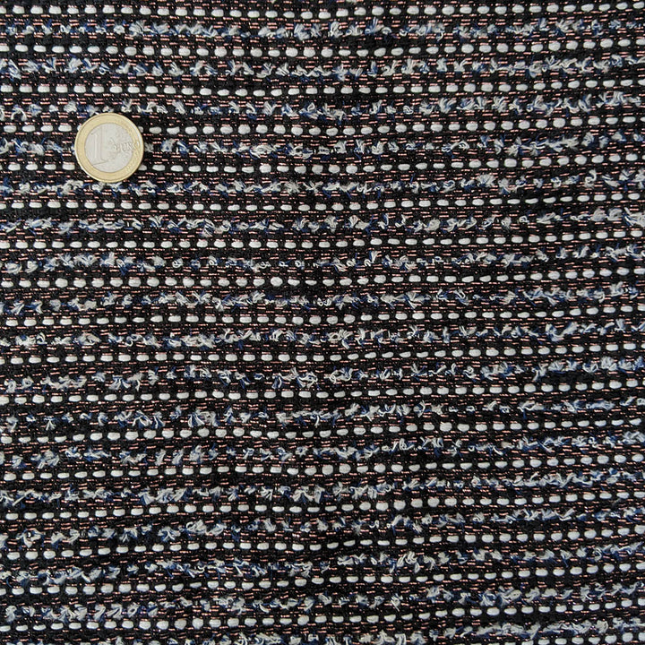 Jacquard noir fils blanc et métal rosé