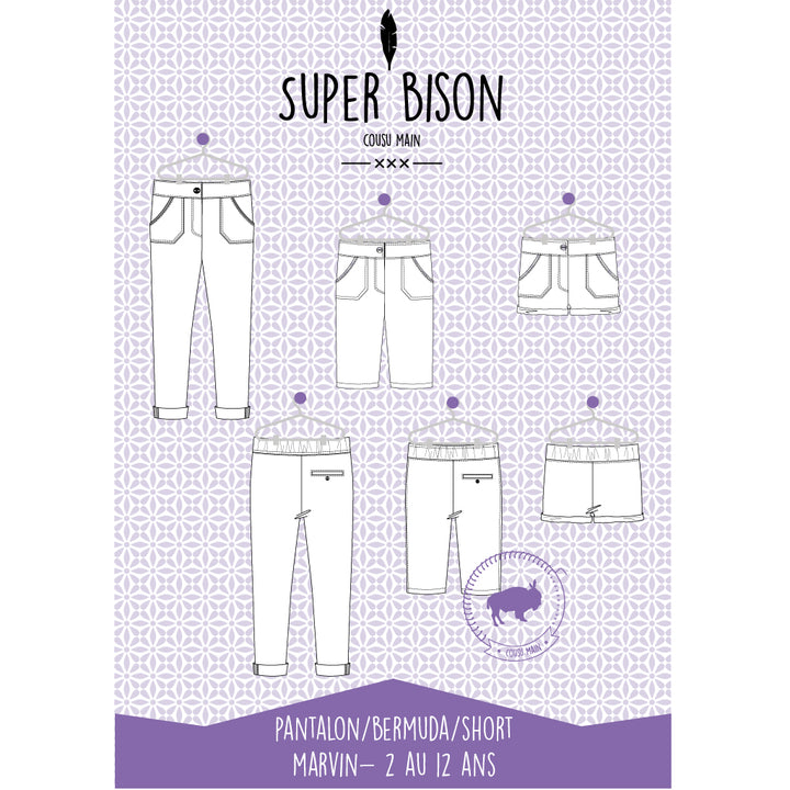 patron mixte pantalon bermuda short fille et garçon