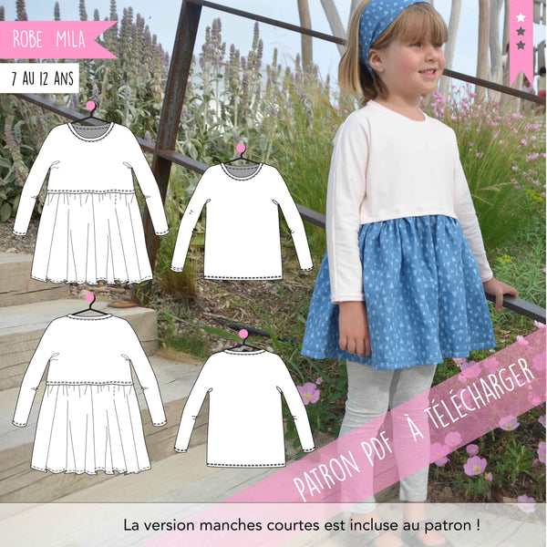 Patron PDF enfant Robe et T-shirt Mila 7 au 12 ans