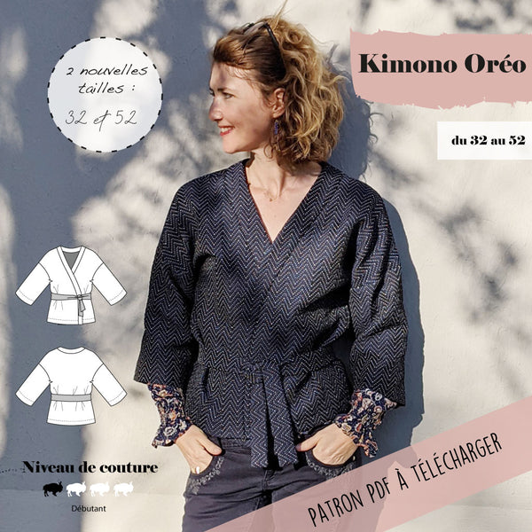 Patron Kimono Femme Oréo du 32 au 52 (PDF)