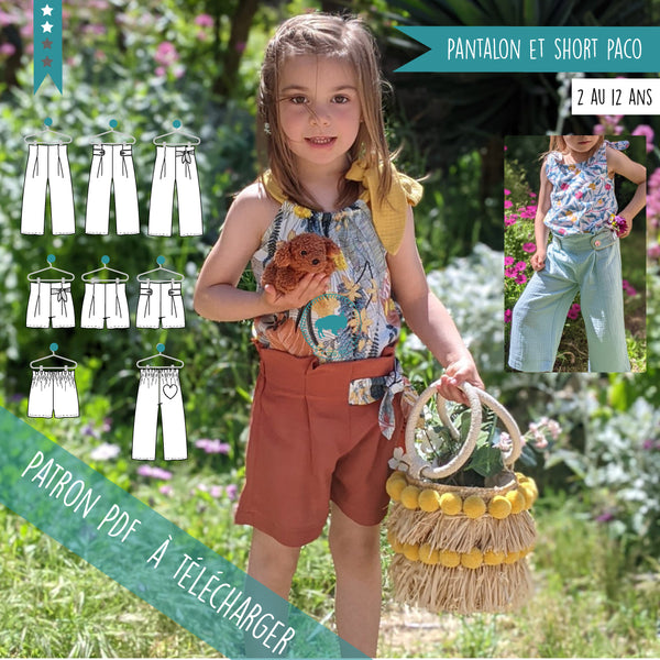 Patron pantalon large et short  enfant