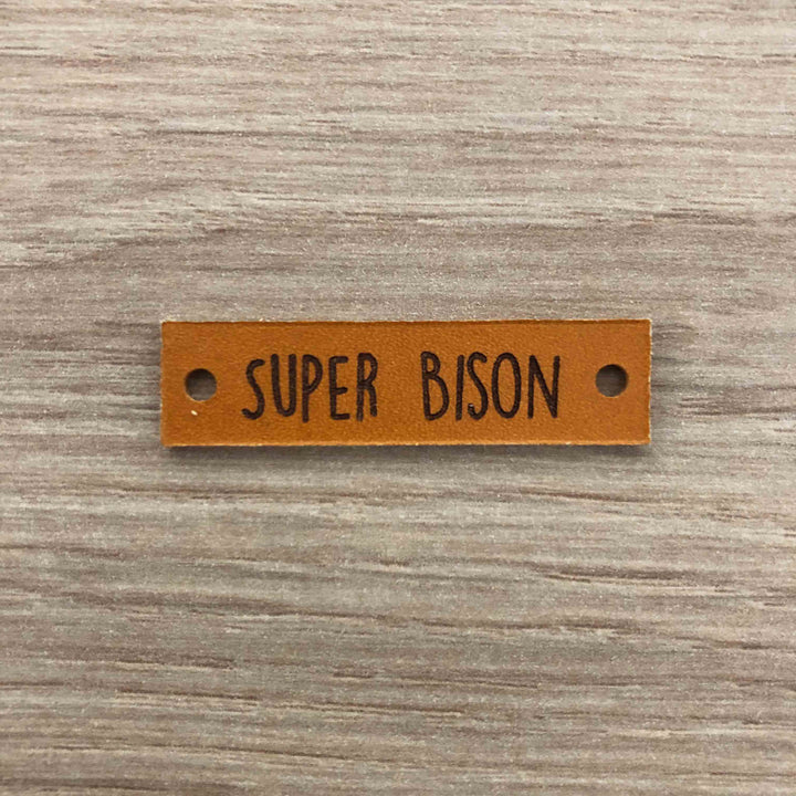Patch cuir rectangulaire marron Super Bison