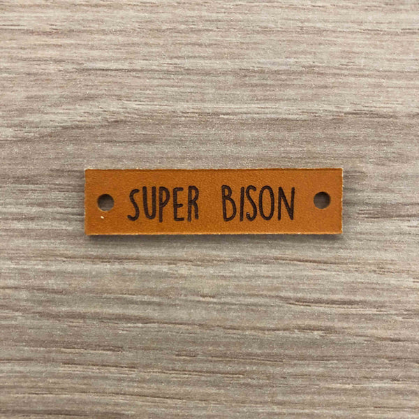 Patch cuir rectangulaire marron Super Bison