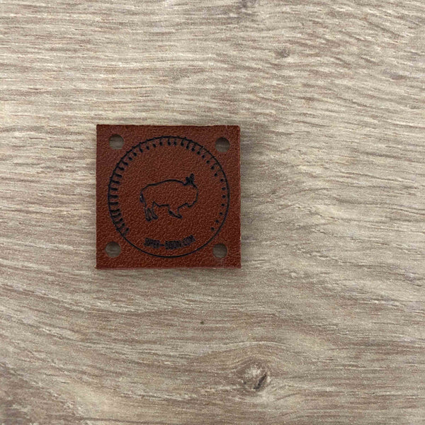 Patch cuir carré marron foncé Super Bison