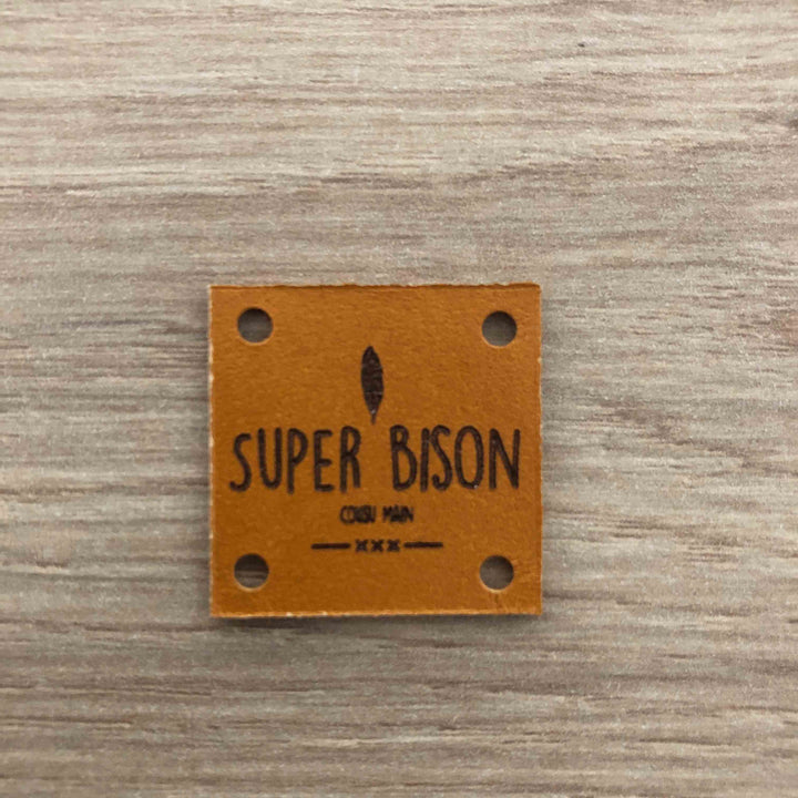 Patch cuir carré marron orangé Super Bison