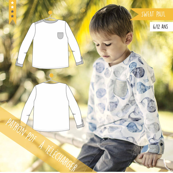 Patron PDF enfant Sweat Paul 6/12 ans