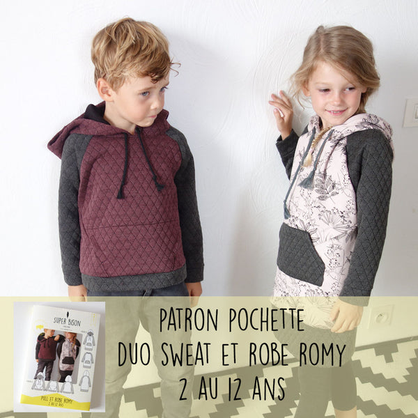 Patron pochette sweat et robe Romy 2/12 ans