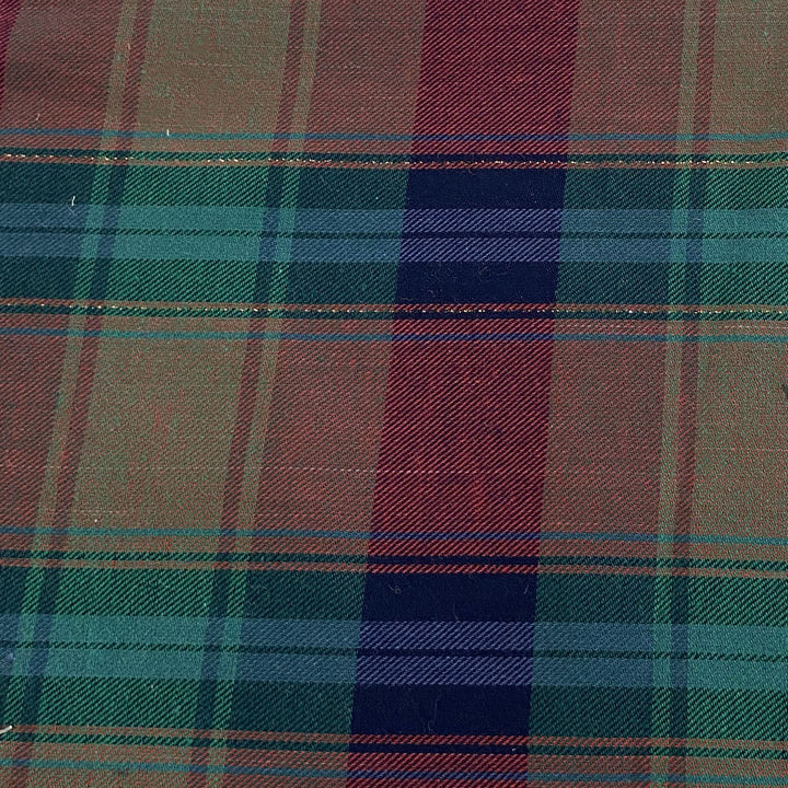 Coton carreaux écossais vert prune fil lurex