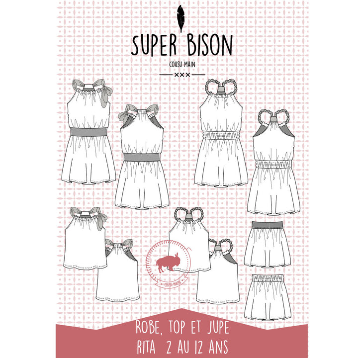 Patron PDF robe, top et jupe fille