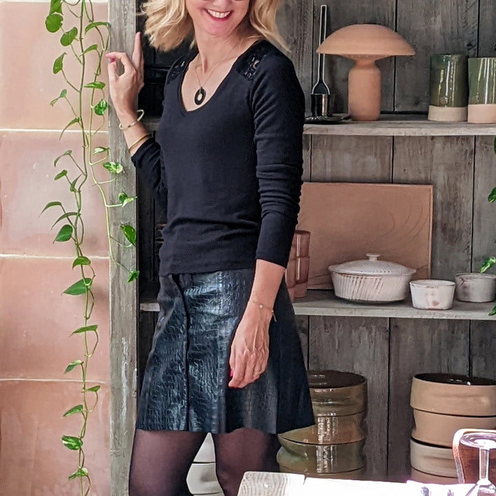 Faux cuir crocodile bleuté