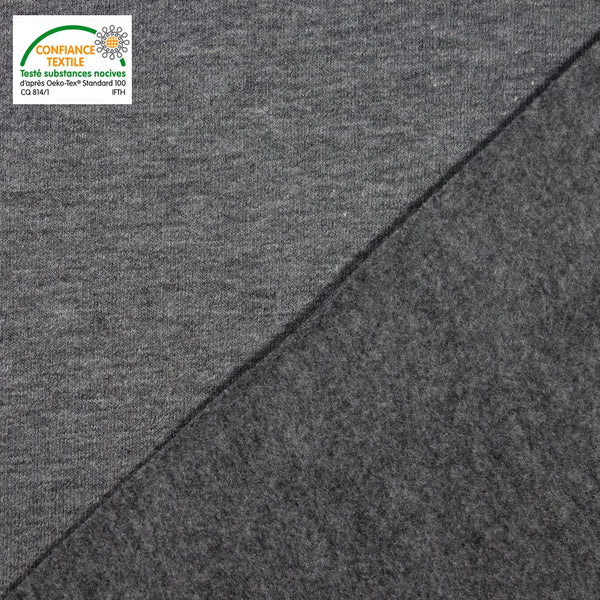 Tissu Sweat gris foncé envers gratté