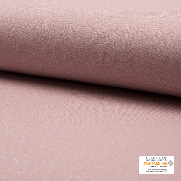 Tissu sweat paillettes lait fraise