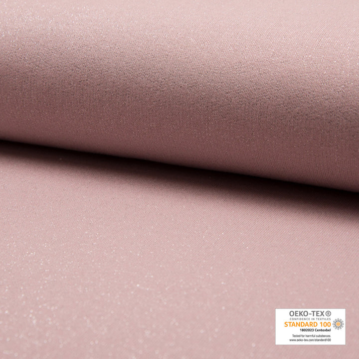 Tissu sweat paillettes lait fraise