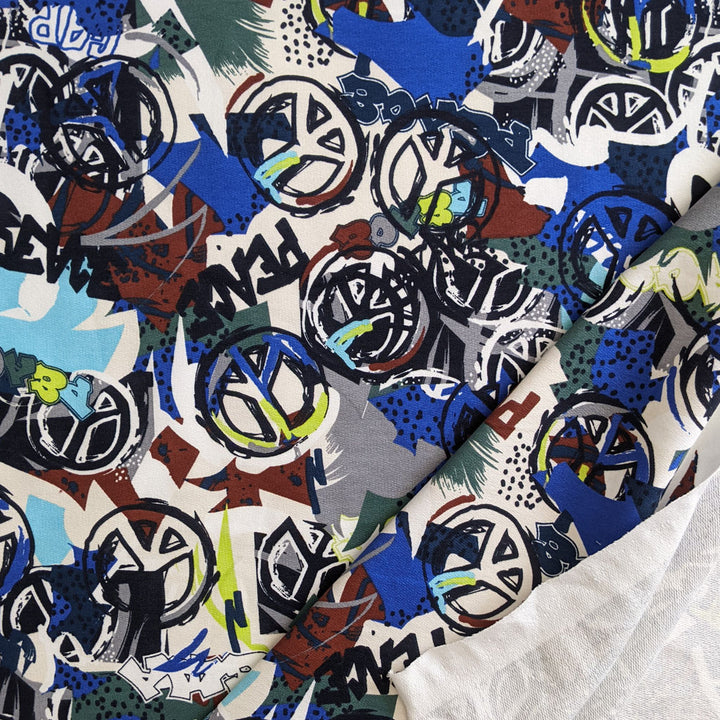 Sweat bleu peace graffiti