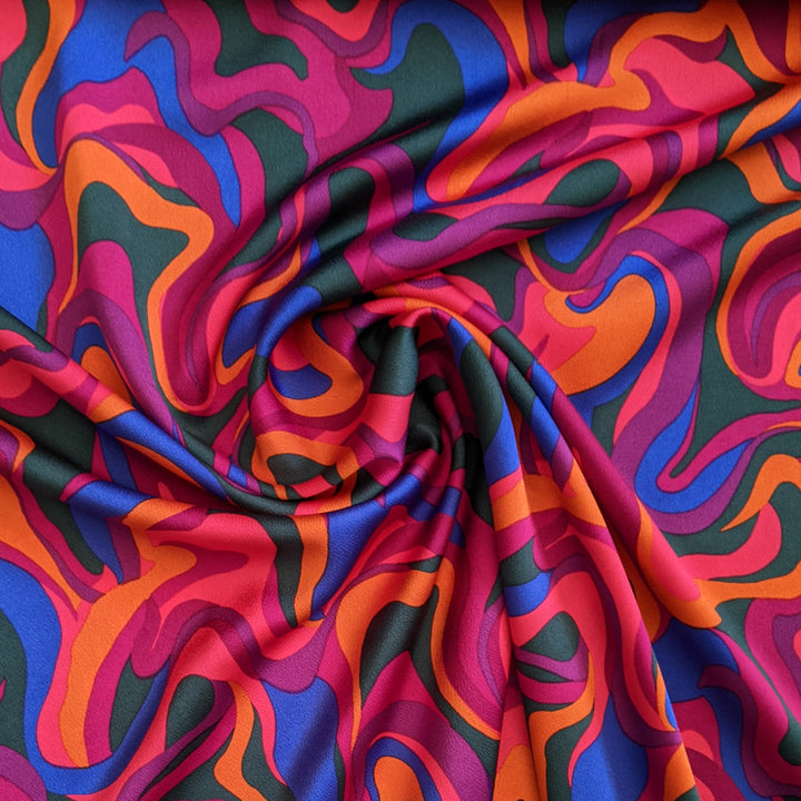 Tissu satiné reliefé motif pop