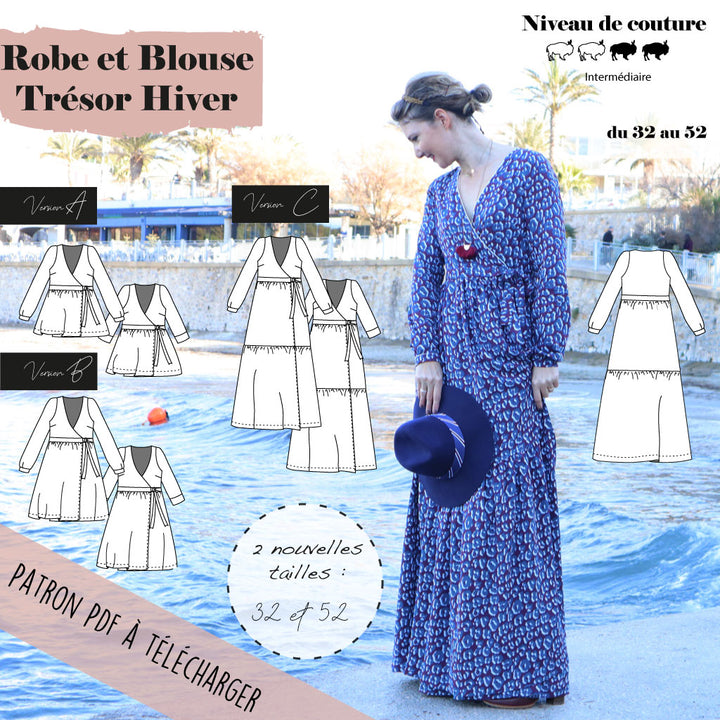 Patron Robe et Blouse Femme Trésor Hiver du 32 au 52 (PDF) – Super