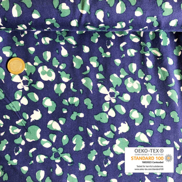 Viscose bleu trèfle écru et vert