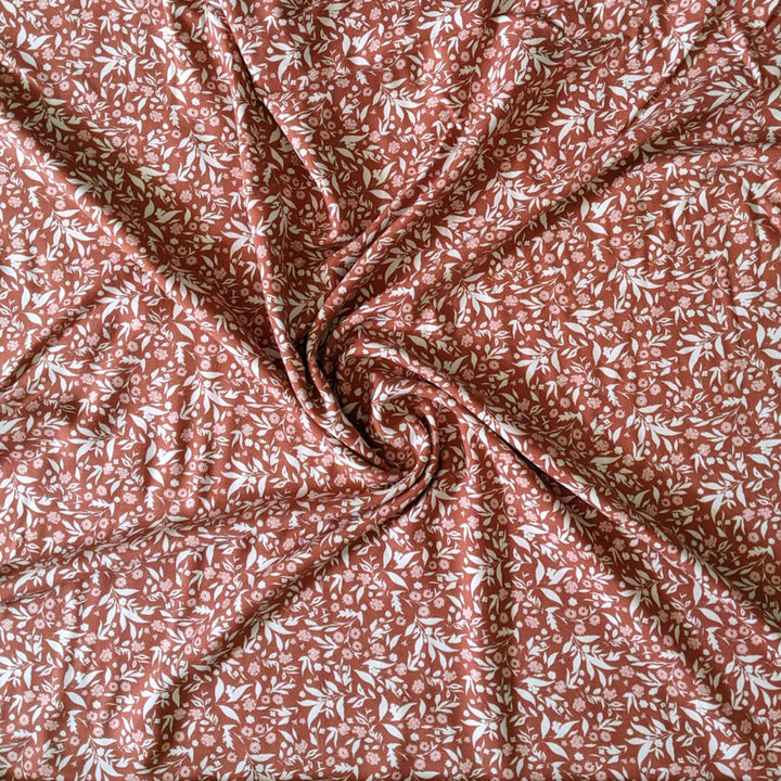 Viscose spéculoos petite fleur rose écru