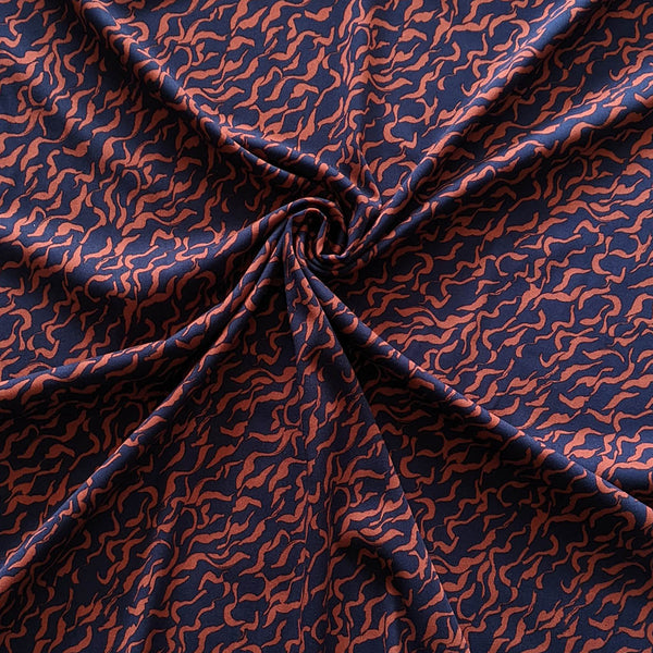 Viscose bleu marine zébrure rouille