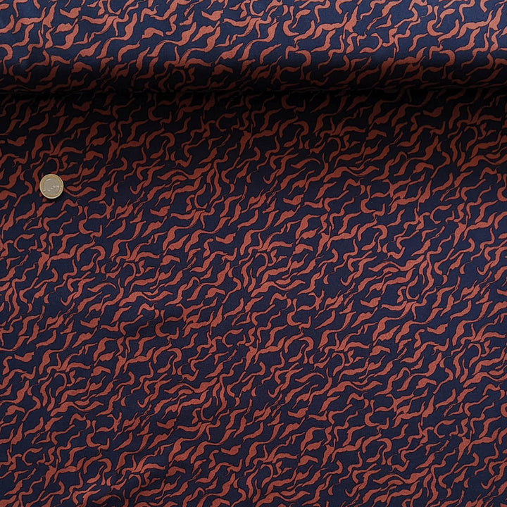 Viscose bleu marine zébrure rouille